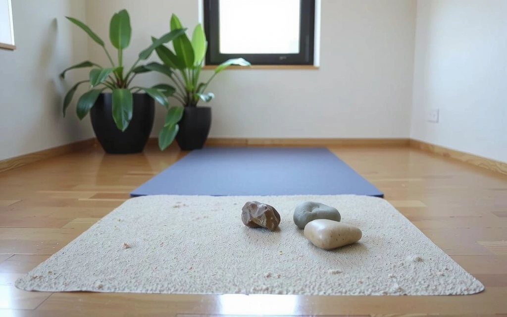 Zen garden feature inside the yoga studio