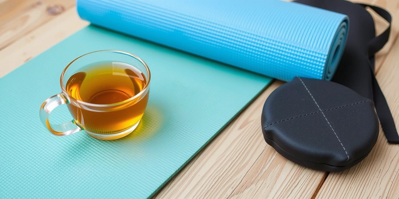 Herbal tea and yoga accessories