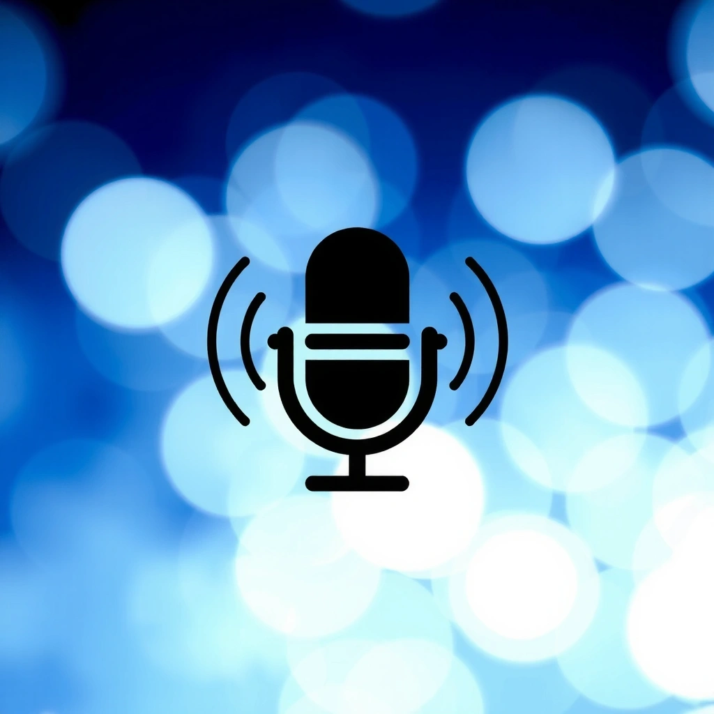 Microphone icon representing a podcast, with subtle sound waves.